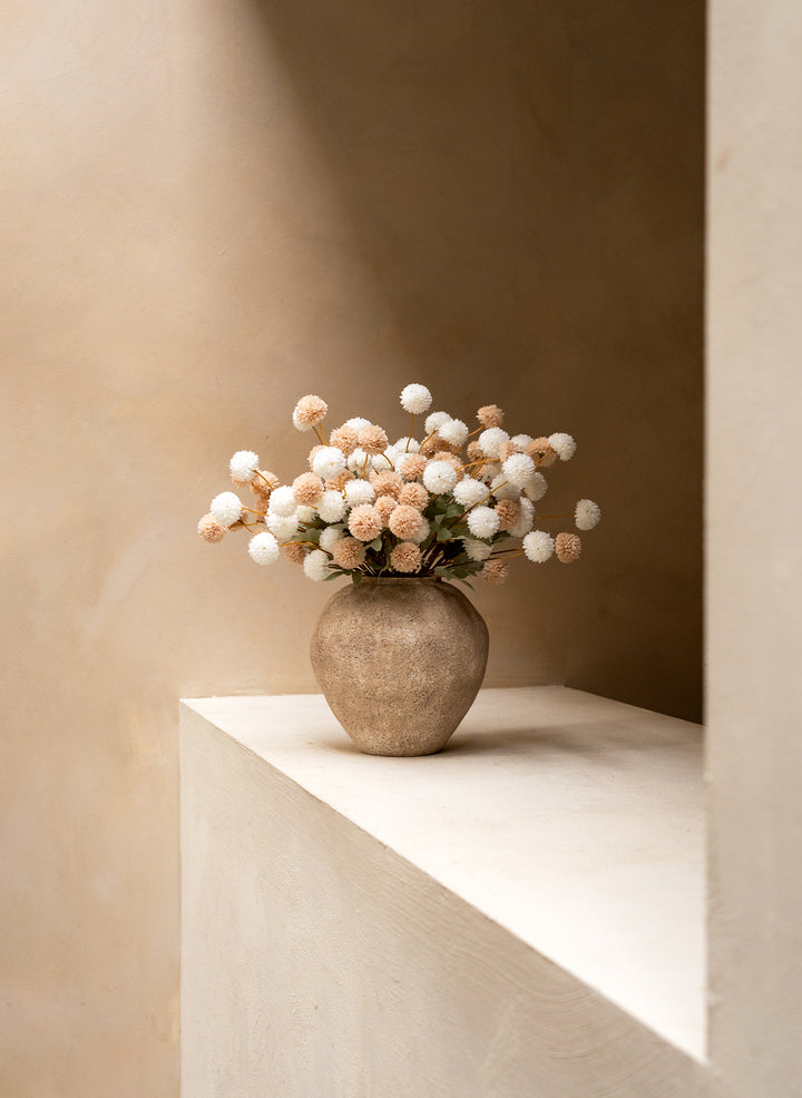 Fleurs de Kiku - Beige Mélange (20 tiges/ 100 pompons)