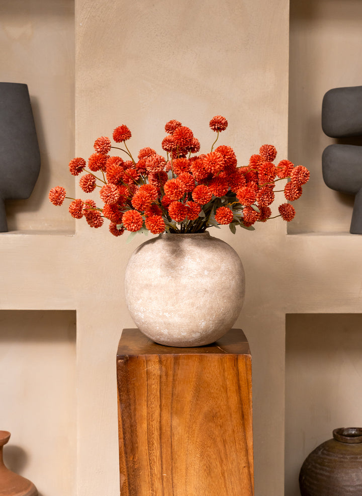 Fleurs de Kiku - Terracotta (20 tiges/ 100 pompons)