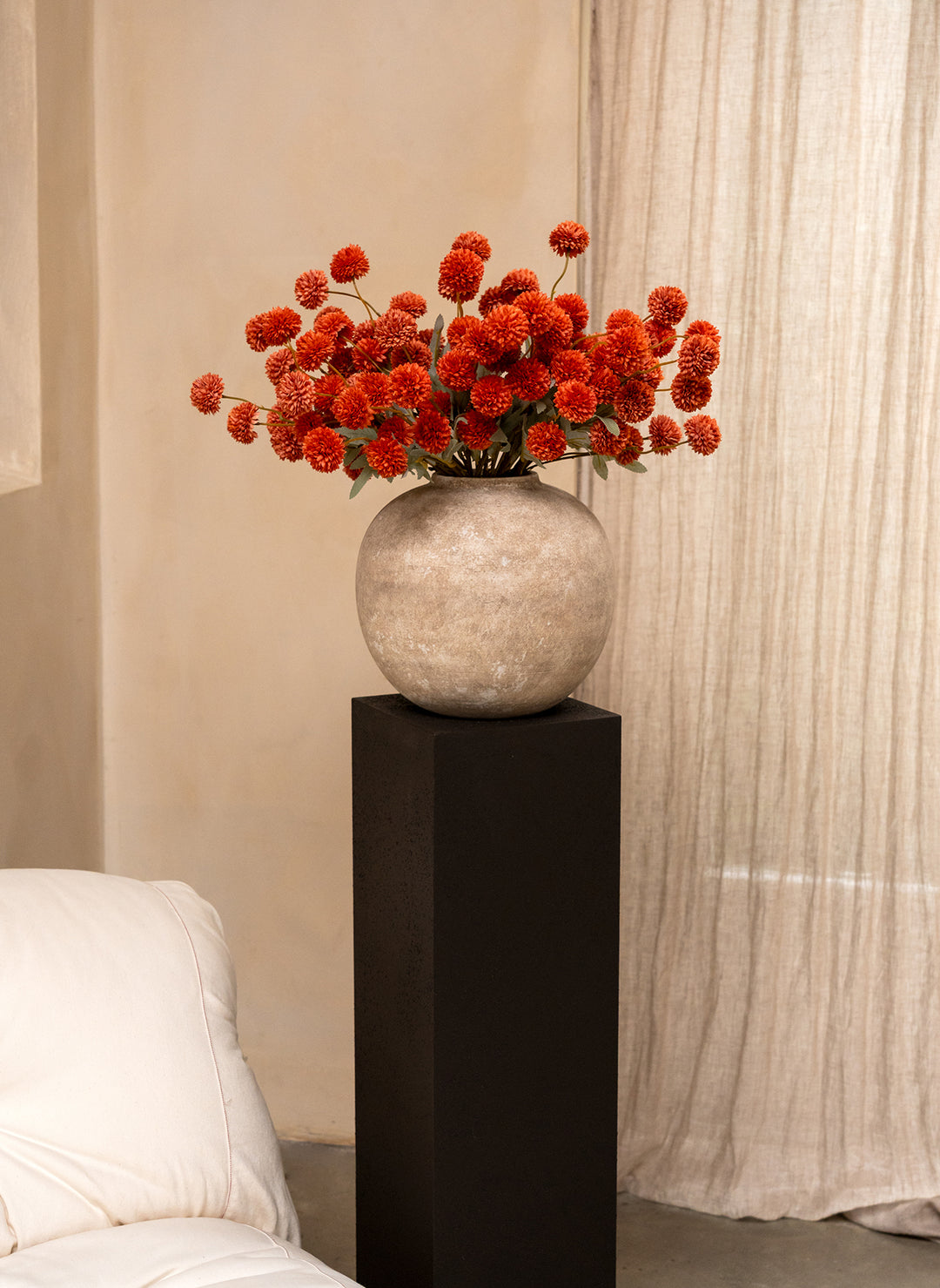 Fleurs de Kiku - Terracotta (20 tiges/ 100 pompons)