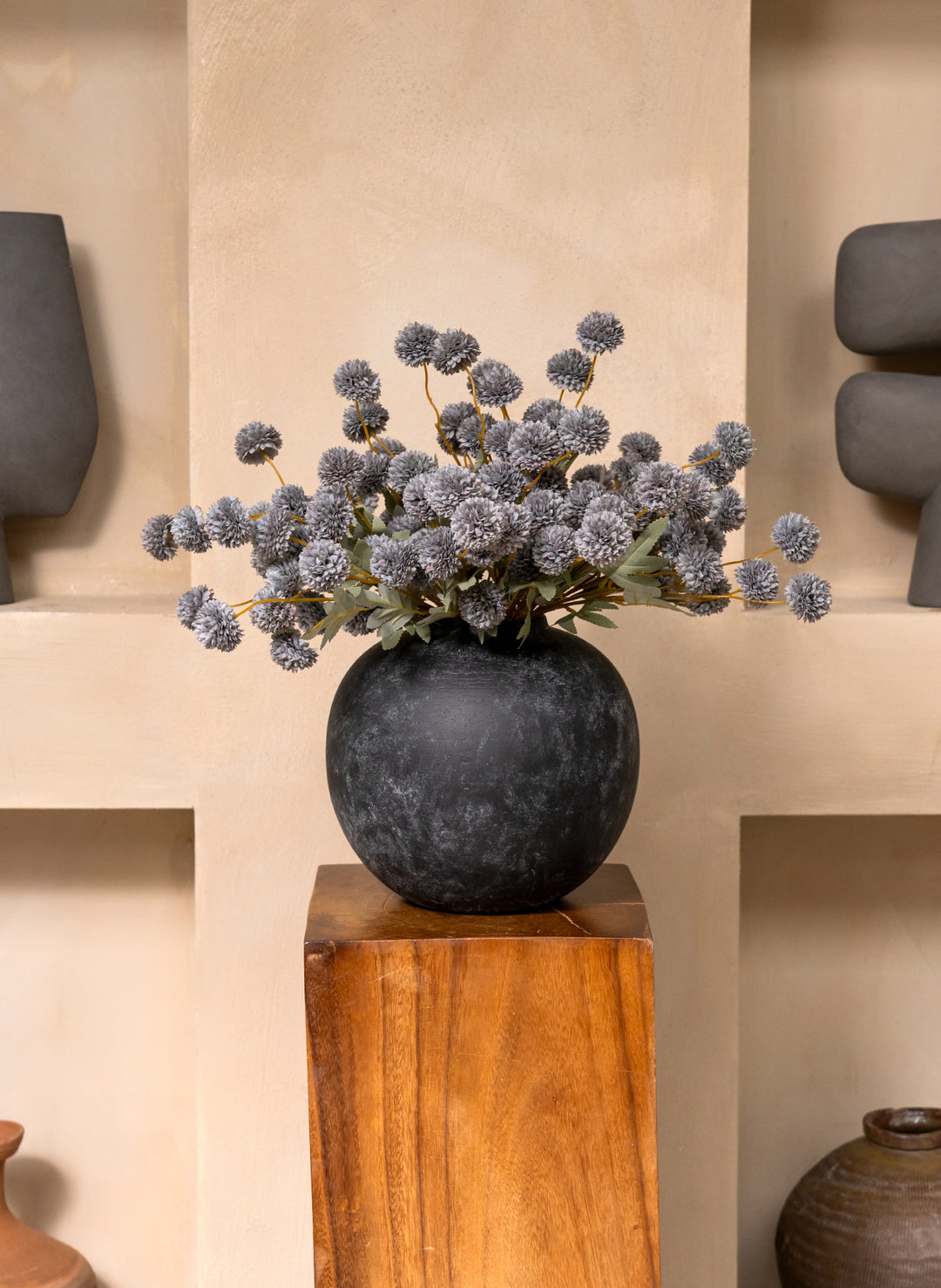 Fleur de Kiku - Bleu-gris (20 tiges/ 100 pompons)