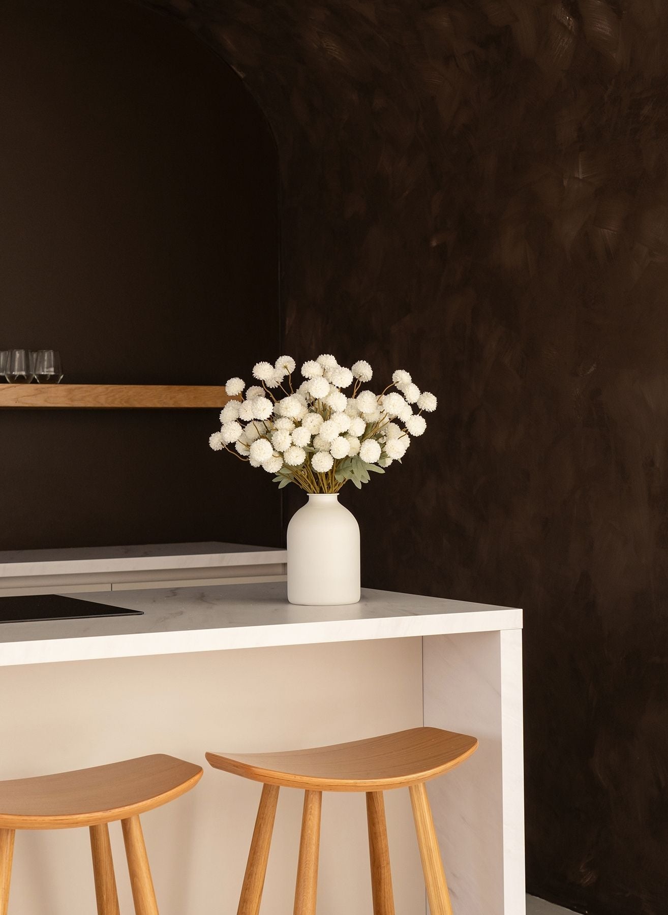 Fleurs de Kiku - Blanc (20 tiges/ 100 pompons)