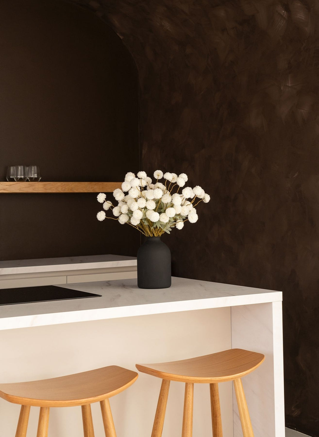 Fleurs de Kiku - Blanc (20 tiges/ 100 pompons)