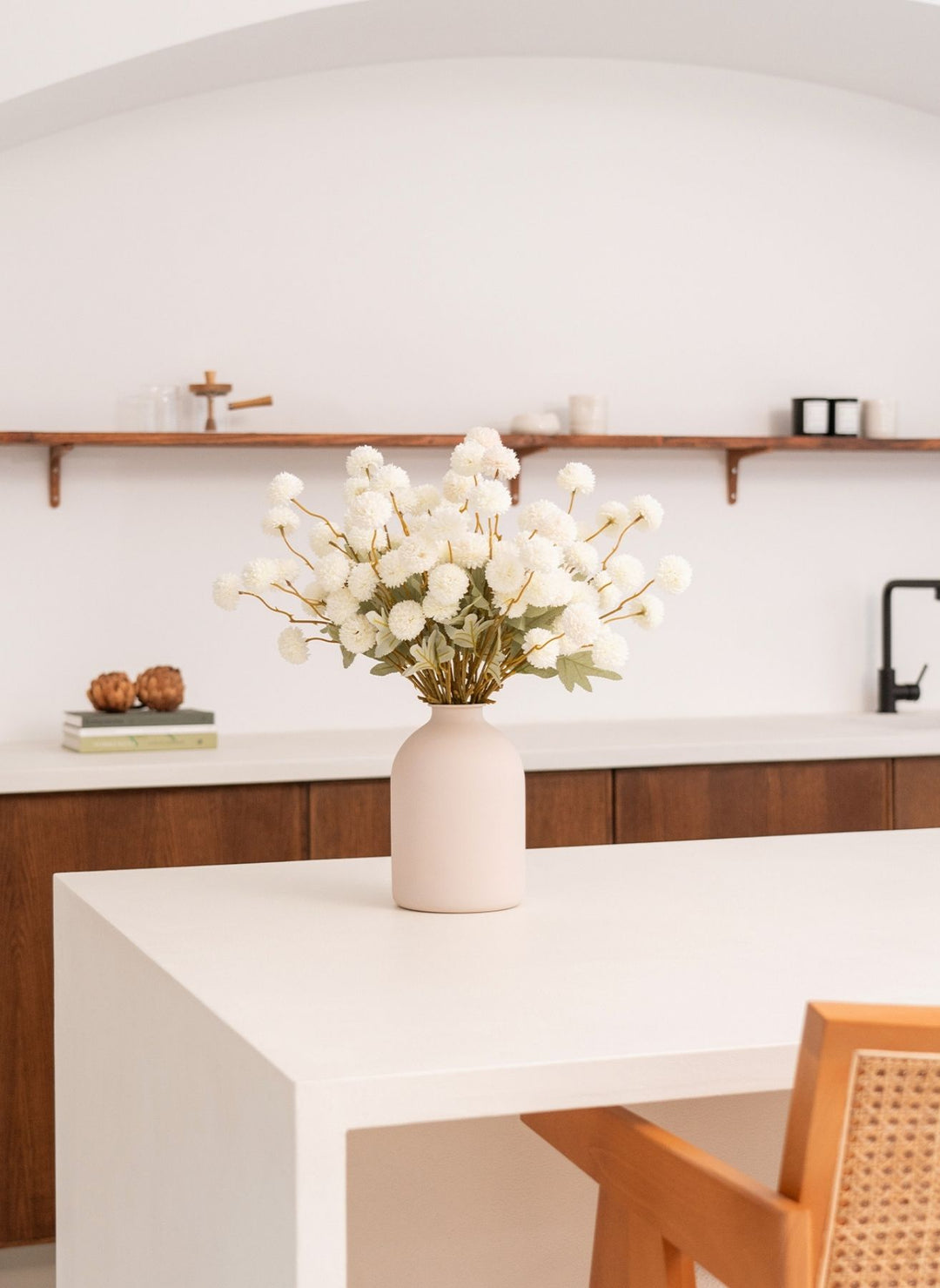 Fleurs de Kiku - Blanc (20 tiges/ 100 pompons)