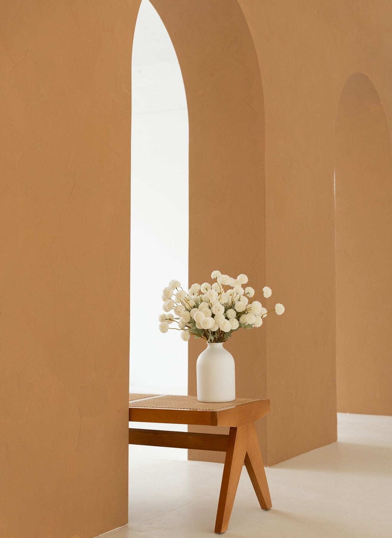 Fleurs de Kiku - Blanc (20 tiges/ 100 pompons)