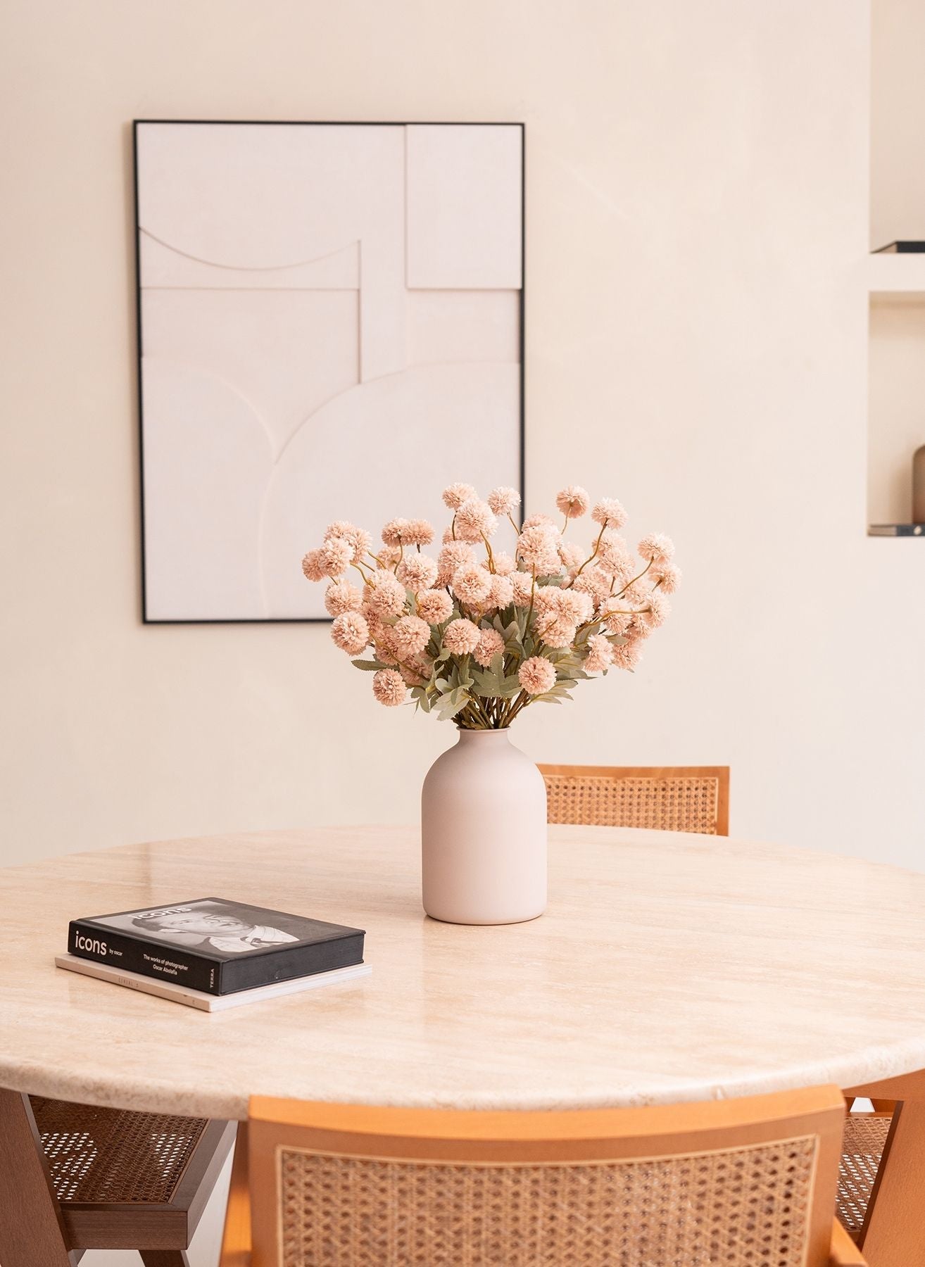 Fleurs de Kiku - Crème (20 tiges/ 100 pompons)