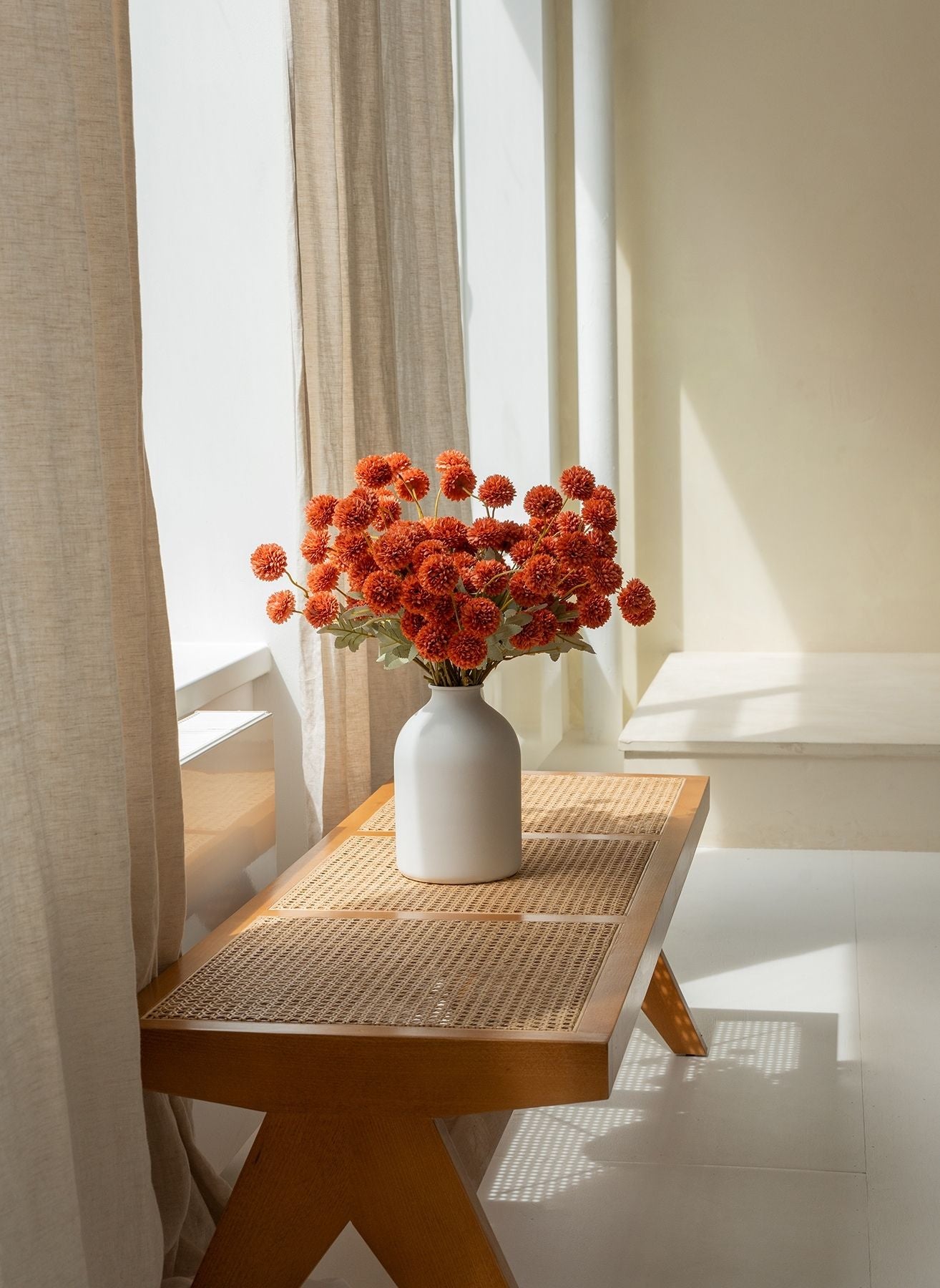 Fleurs de Kiku - Terracotta (20 tiges/ 100 pompons)