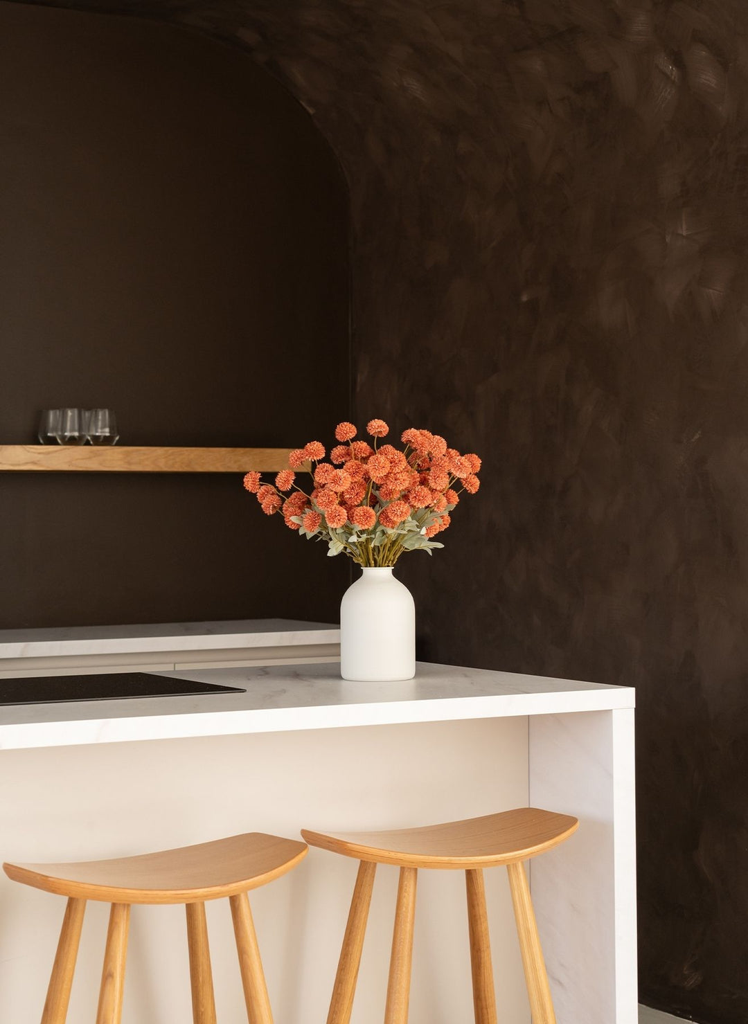 Fleurs de Kiku - Terracotta (20 tiges/ 100 pompons)