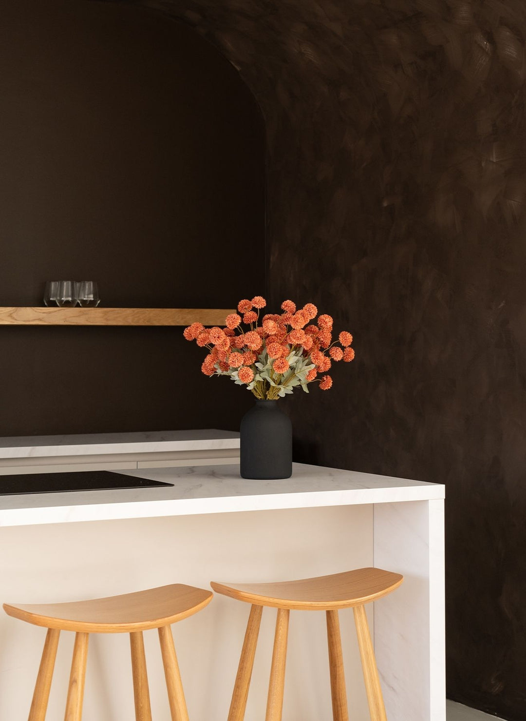 Fleurs de Kiku - Terracotta (20 tiges/ 100 pompons)