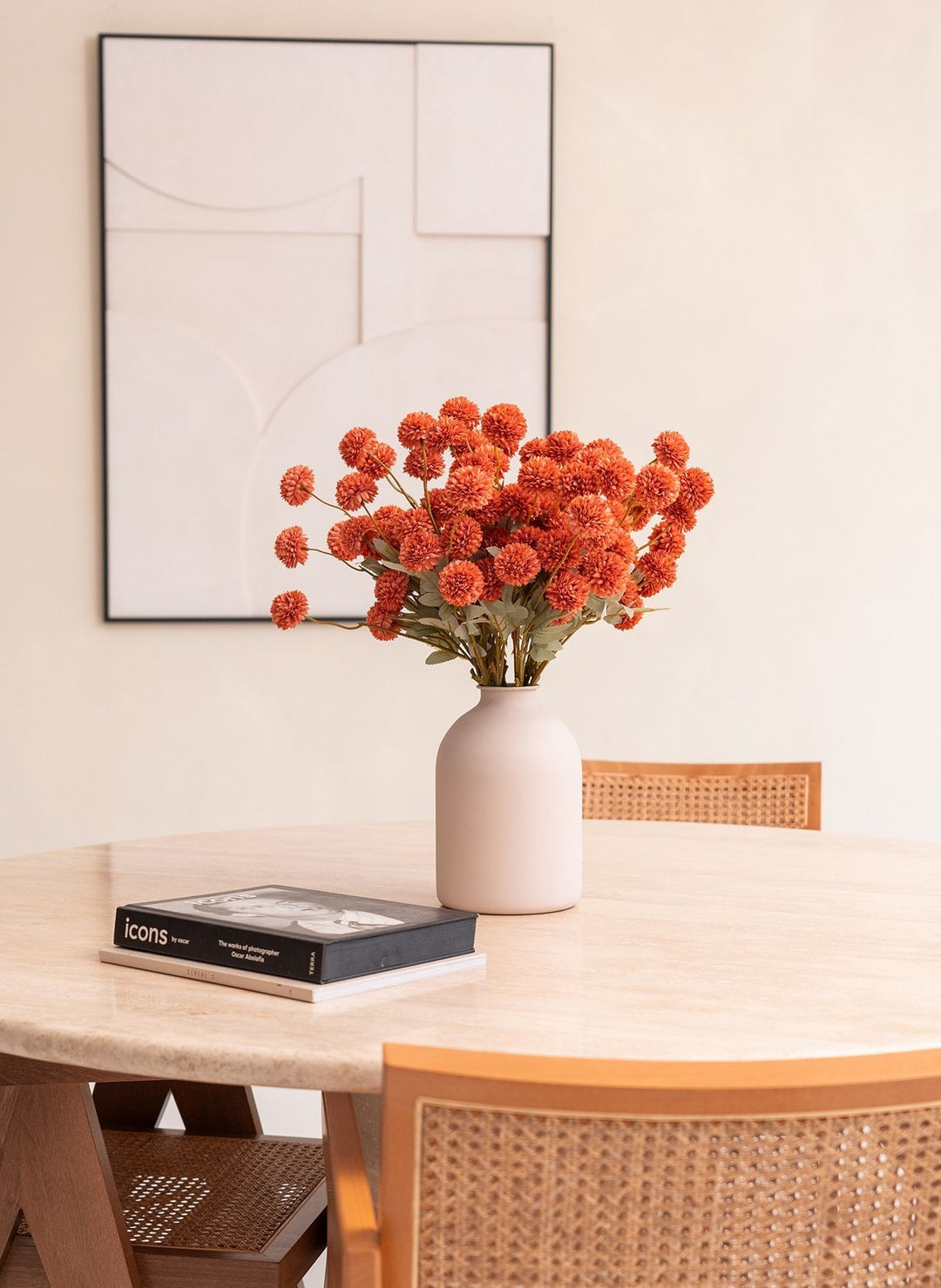 Fleurs de Kiku - Terracotta (20 tiges/ 100 pompons)