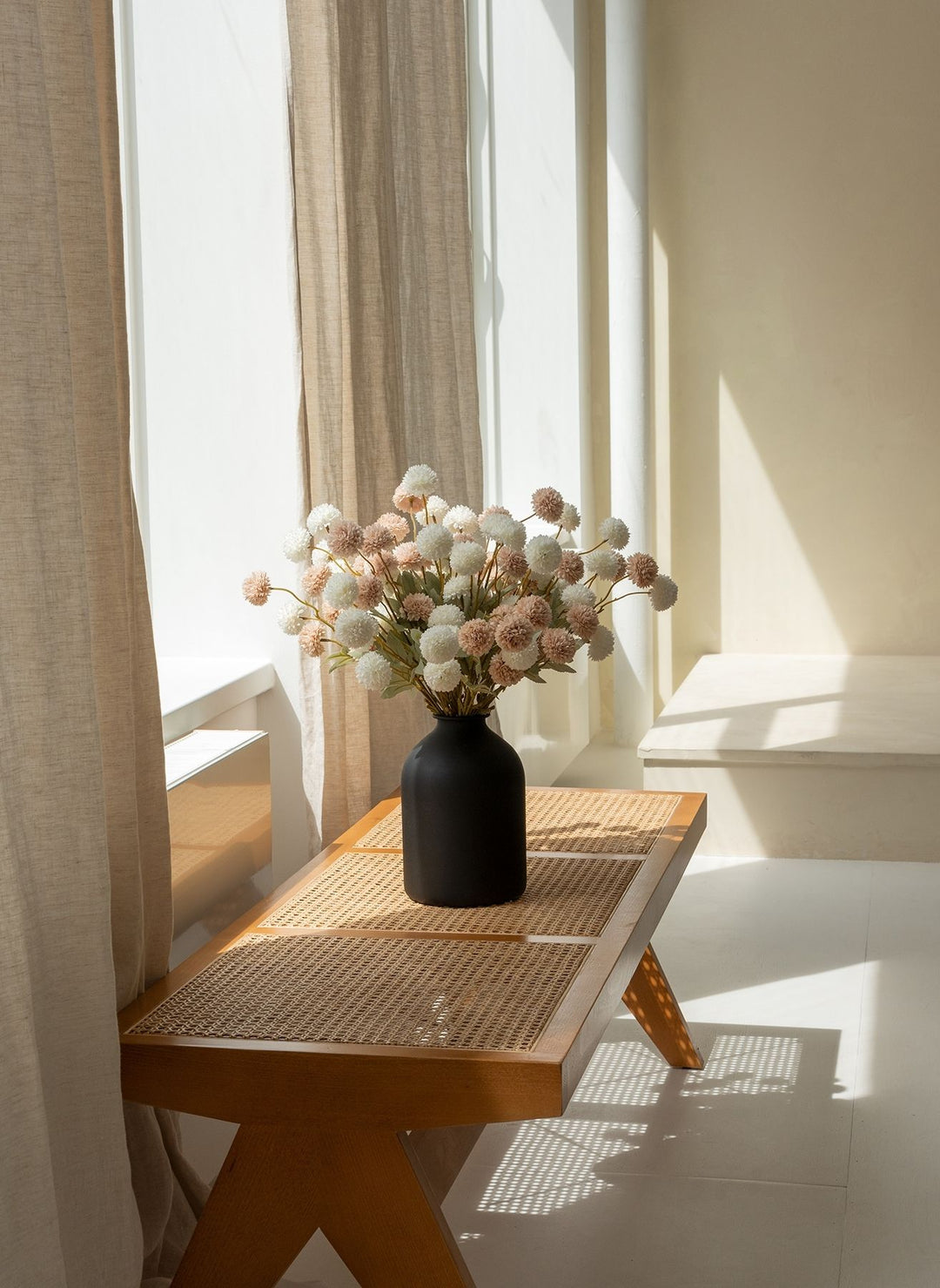 Fleurs de Kiku - Beige Mélange (20 tiges/ 100 pompons)